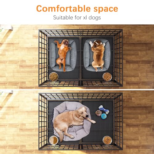 aboxoo 42/48 inch Heavy Duty Metal Dog Crate for Large Dogs with Wheels and Tray M5685