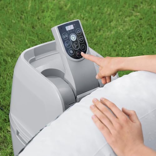 Bestway SaluSpa Aruba AirJet Inflatable Hot Tub, 67 x 26 Inch Round Portable Spa with Cover, Gray S258640