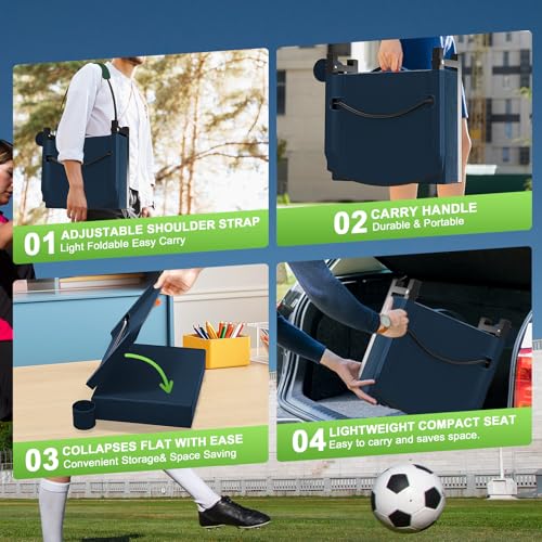 Stadium Seat with Back Support, Portable Bleacher Seat, Black V308
