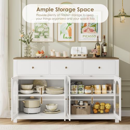FINETONES Buffet Cabinet with Storage, 55.1" Farmhouse Sideboard, Black C356454