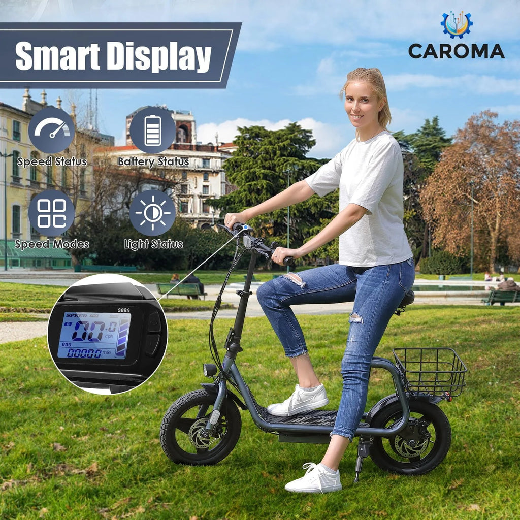 Caroma 500W Electric Scooter with Seat for Adult, 14 inch, 20 MPH F719250