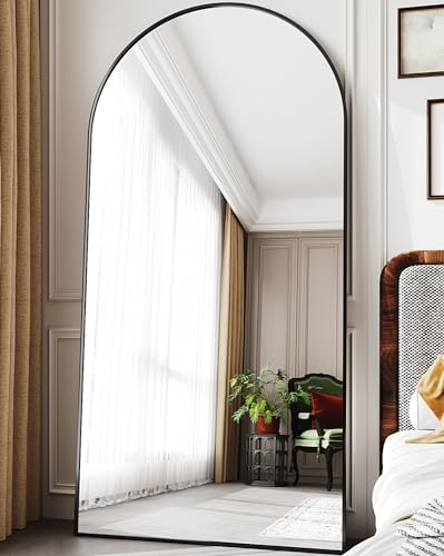 Arched Full Length Floor Mirror 76"x34" Black Freestanding I957