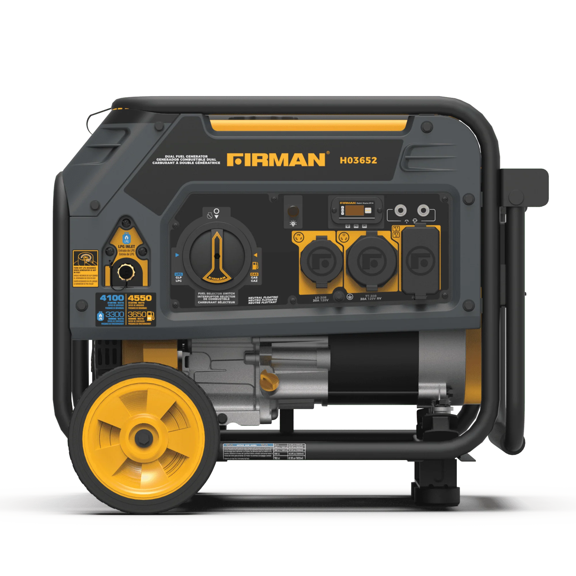 Firman H03652 4550/3650 Watt Dual Fuel Recoil Start Generator, cETL, CARB
