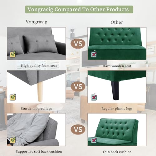 Vongrasig 47" Modern Loveseat Sofa, Mid Century Linen Fabric, Dark Gray O910