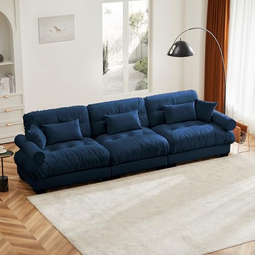 130" Modular Sectional Sofa with Movable Ottoman, Velvet Upholstered, Green Y4976