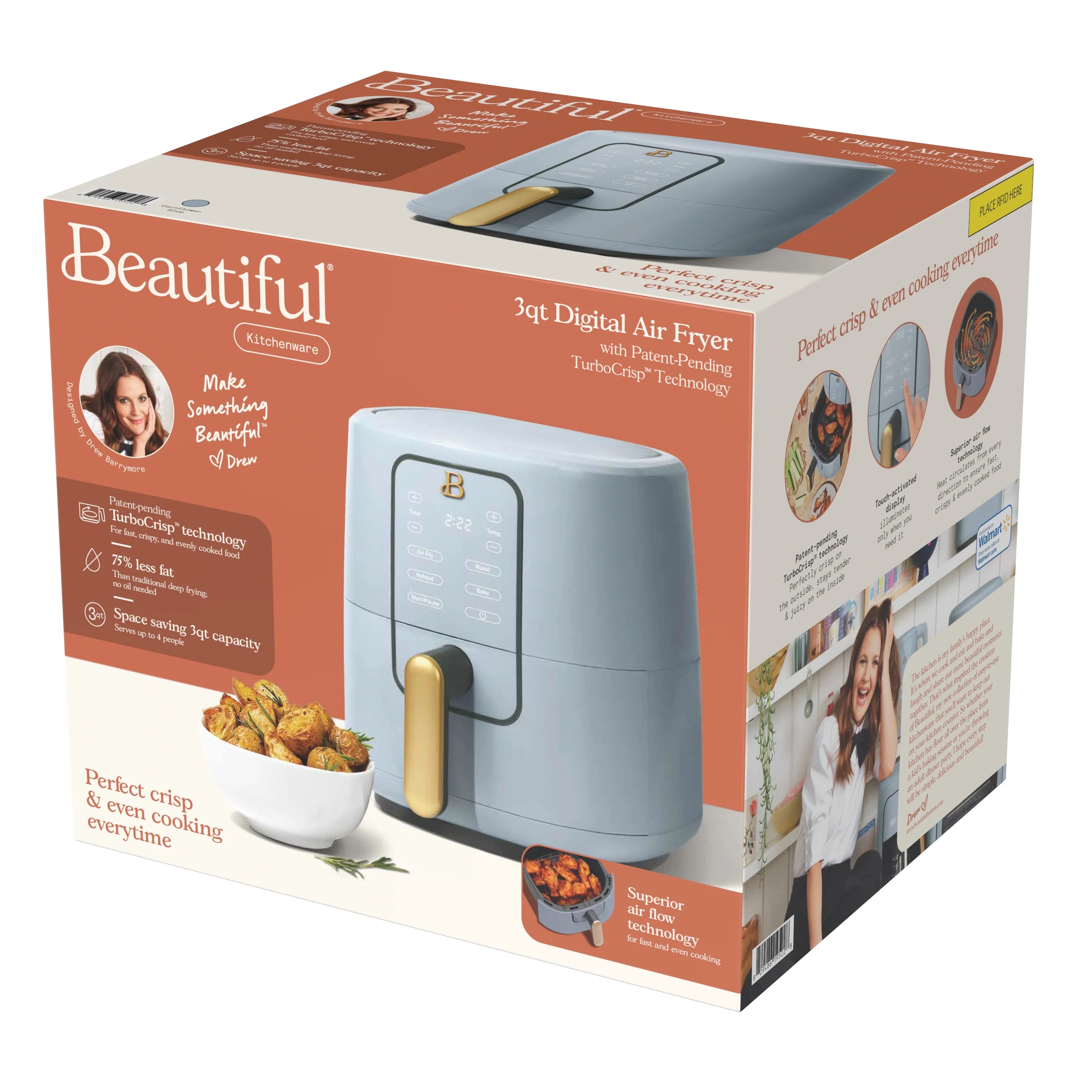 Beautiful 3 Qt Air Fryer with TurboCrisp Technology, White Icing by Drew Barrymore Q37808