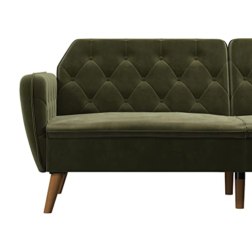 Novogratz Tallulah Memory Foam Futon Convertible Couch, Camel Faux Leather F5939
