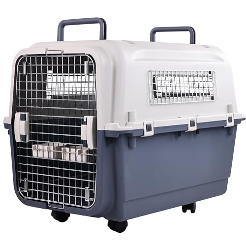 Plastic Dog Crate with Rolling Wheels, Airline Approved, Medium S135464