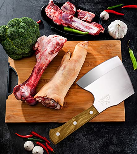 BLADESMITH Meat Cleaver Bone Chopper Knife, 6.3'' Stainless Steel Blade with Pear Wood Handle Q434