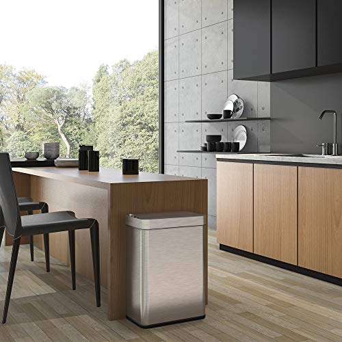 iTouchless 13 Gallon Stainless Steel Automatic Kitchen Trash Can with Lid and Odor Filter G12862