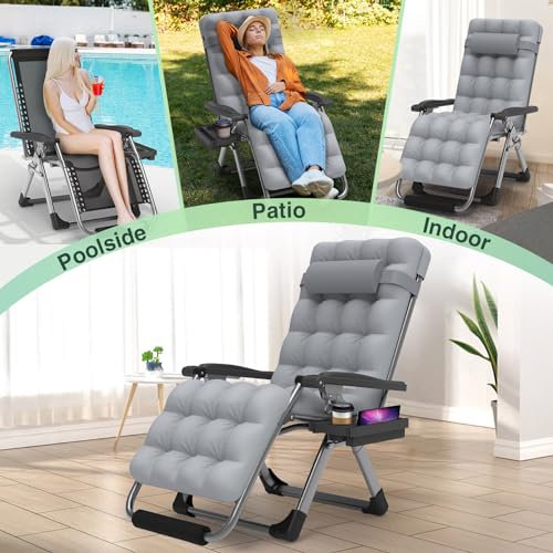 Suteck Zero Gravity Chair Reclining Camping Lounge with Removable Cushion and Cup Holder Z41184