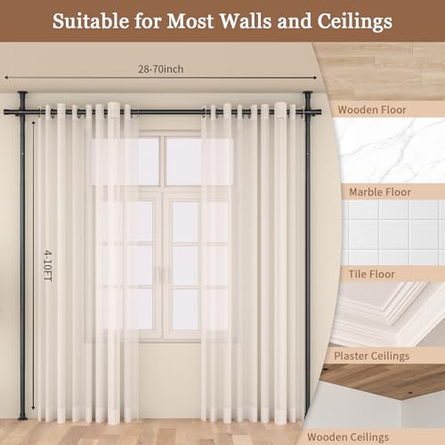 Adjustable No Drilling Room Divider Curtain Rod, Heavy Duty Metal Tension Wall Partition V7920