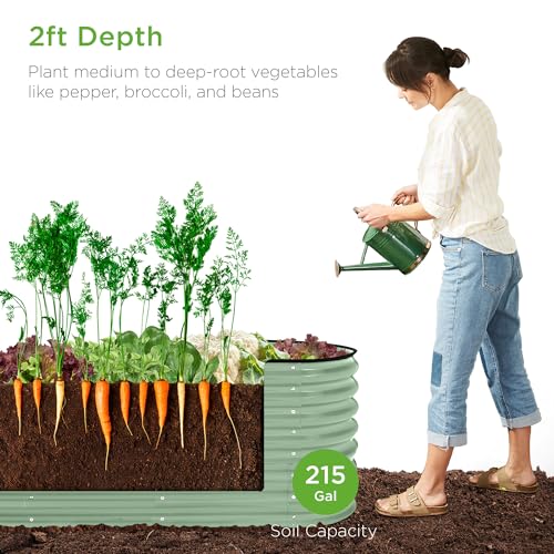 Best Choice Products 8x2x2ft Metal Raised Garden Bed Oval Planter Box for Vegetables, Herbs B5622