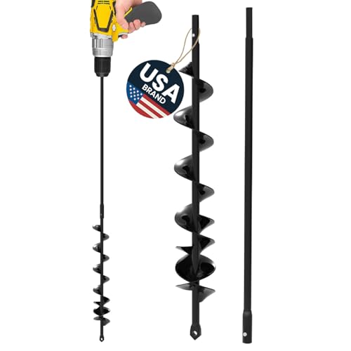 Auger Drill Bit for Planting 3 Pack with Extension - Spiral Hole Planter for Bulbs and Fence Posts M143394