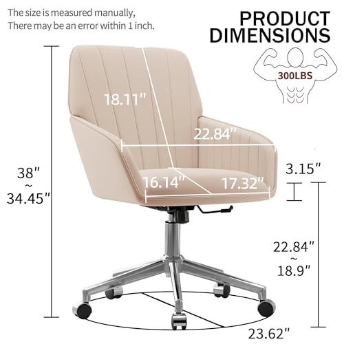 Velvet Home Office Chair with Gold Base, Swivel Desk Chair with Wheels (Cream) Z435471