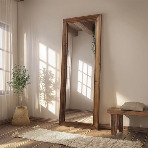 MELOMOIR Rustic Farmhouse Full Length Mirror 64"x21" Wood Frame Floor Mirror U91698
