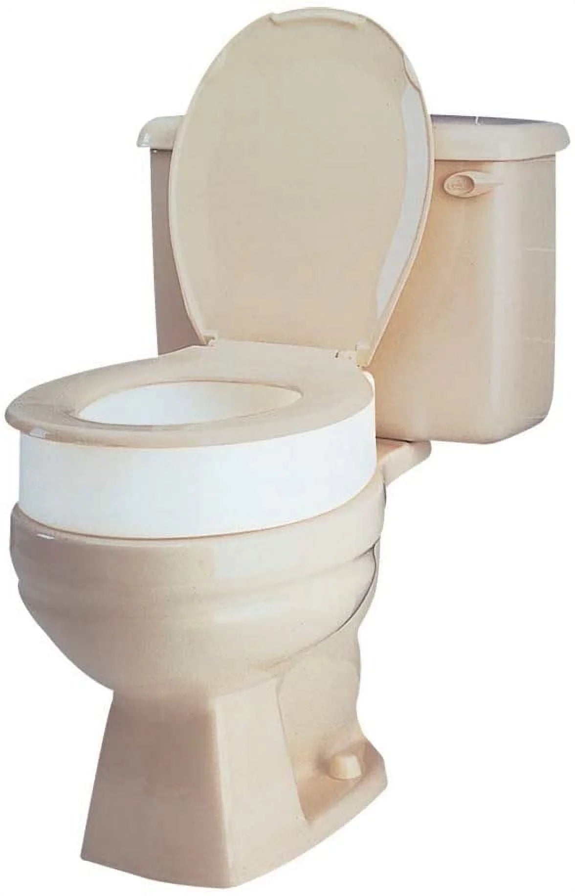 Carex Raised Toilet Seat, Universal Fit for Round Bowls, White, 300 lb Capacity B8396