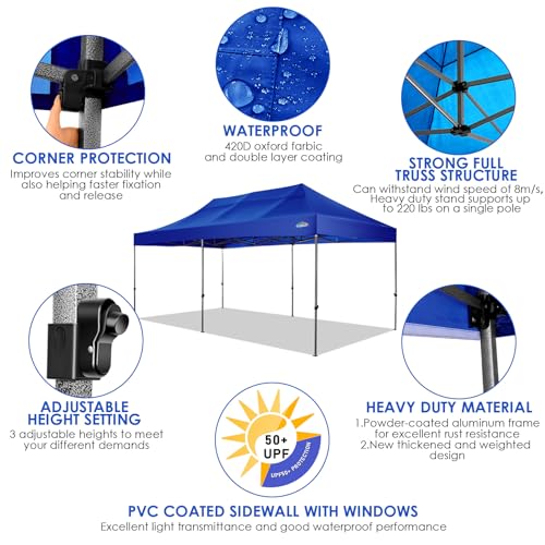 COBIZI 10x20 Heavy Duty Pop Up Canopy Tent with 6 Sidewalls, White A84790