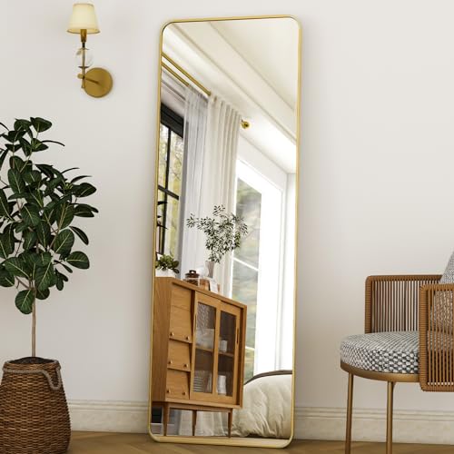 HARRITPURE 56" x 21" Rounded Full Length Floor Mirror with Aluminum Frame I85546