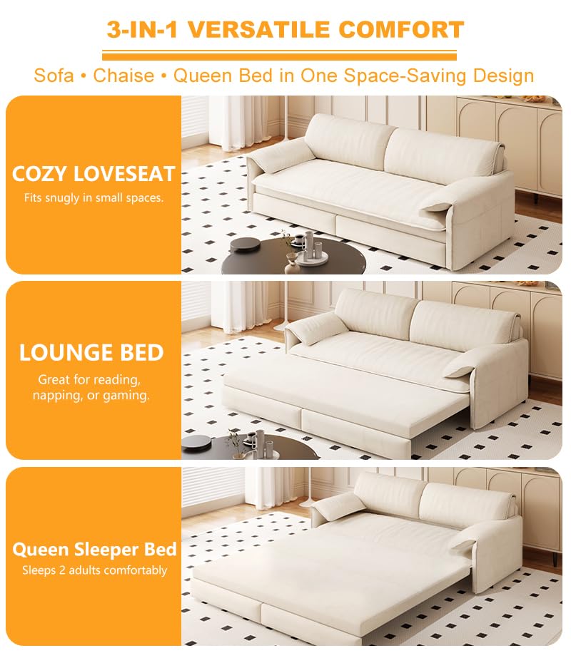 Queen Size Futon Sofa Bed with 2 Pillows, Blue V9731
