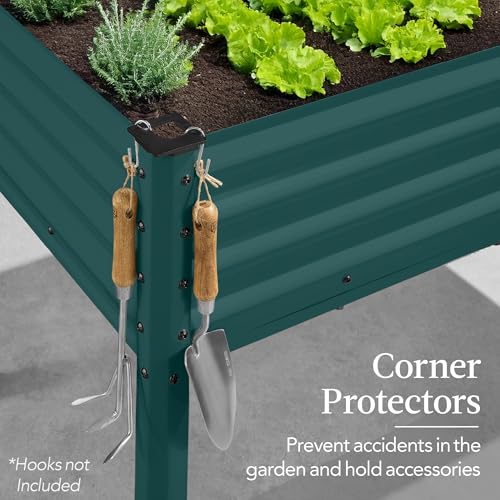Best Choice Products 48x24x30in Galvanized Raised Garden Bed, Metal Elevated Planter Box, Dark Green S888804