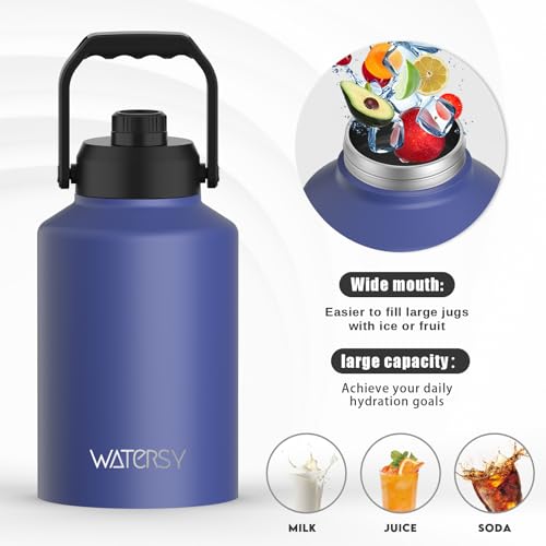 128oz Insulated Stainless Steel Water Bottle with Handle, Black W803