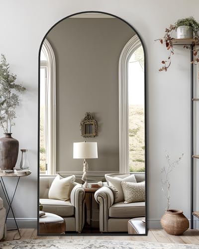 Arched Full Length Floor Mirror 76"x34" Black Freestanding I957