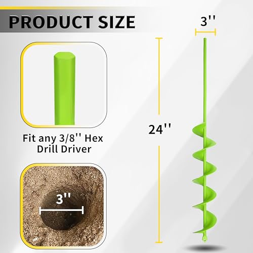 Garden Auger Drill Bit 3" x 24" for Planting and Post Hole Digging K631624
