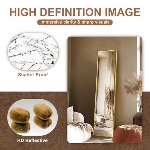 Delma Wall Full Length Mirror with Aluminium Frame, 56x15, Black Z730