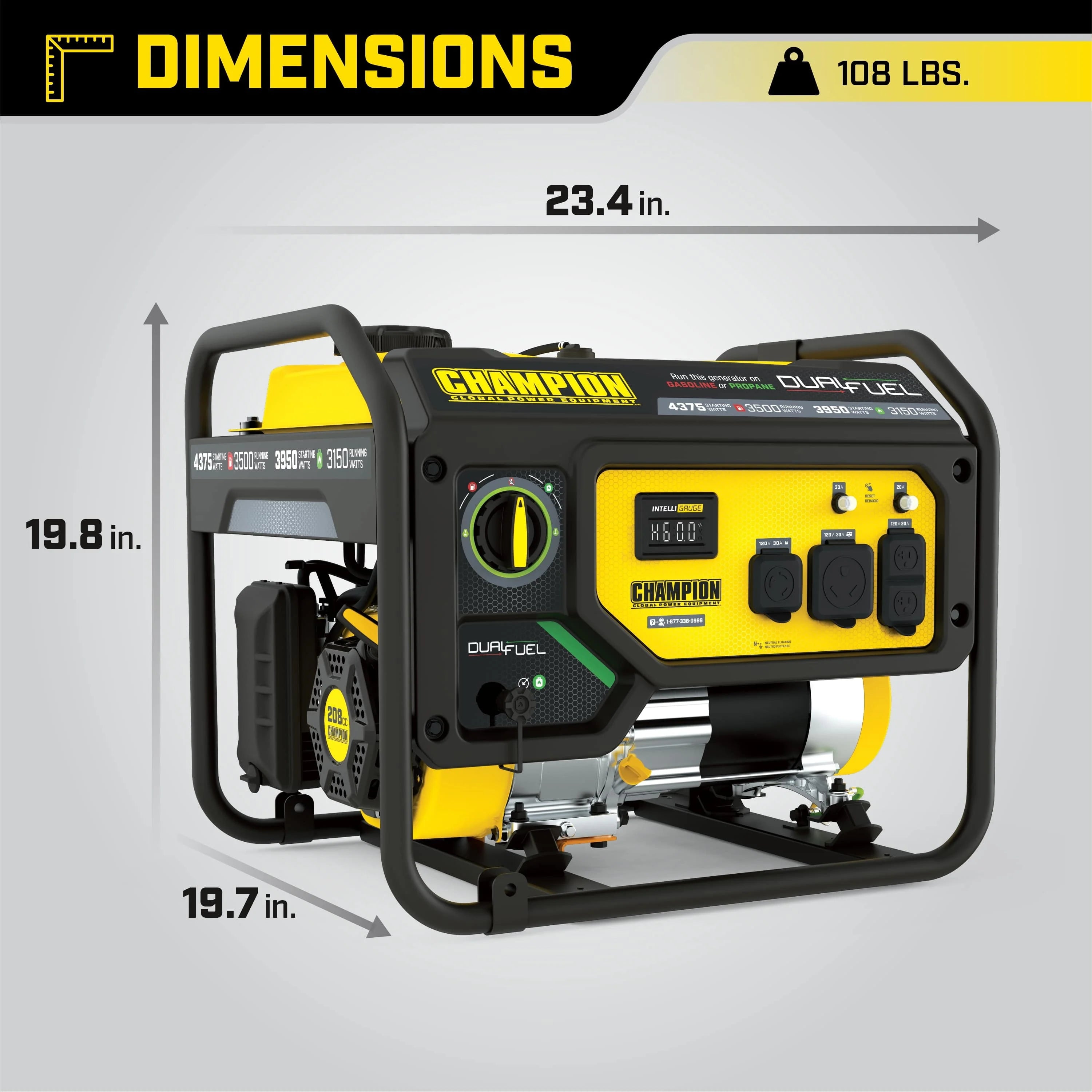 Champion Power Equipment 3500 Watt Dual Fuel Portable Generator R169158