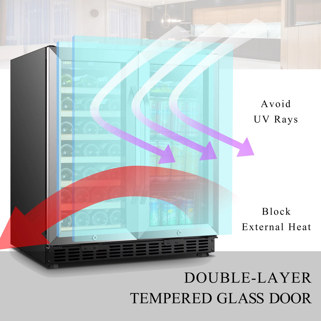Lanbo 30 Inch Dual Zone Wine Refrigerator and Beverage Cooler D20819