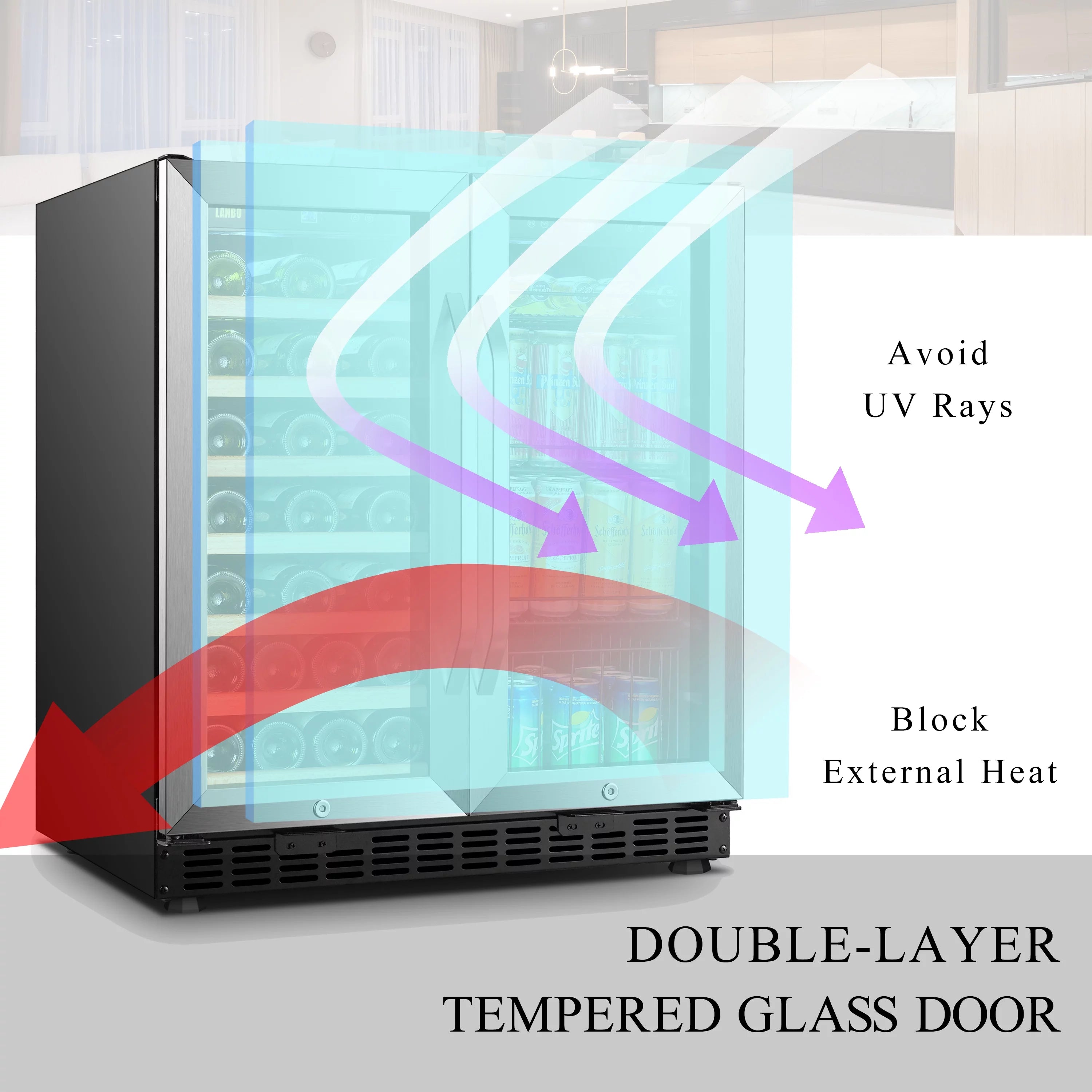 Lanbo 30 Inch Dual Zone Wine Refrigerator and Beverage Cooler D20819