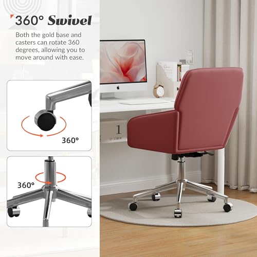 Velvet Home Office Chair with Gold Base, Swivel Desk Chair with Wheels (Cream) Z435471