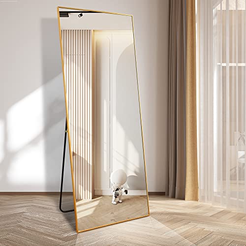 WIIS' IDEA Full Length Mirror with Stand, 59"x16" Floor Mirror, Black O584483