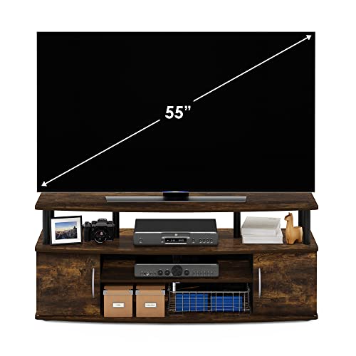 Furinno JAYA Large Entertainment Stand for TV Up to 55 Inch, French Oak Grey/Black V100781