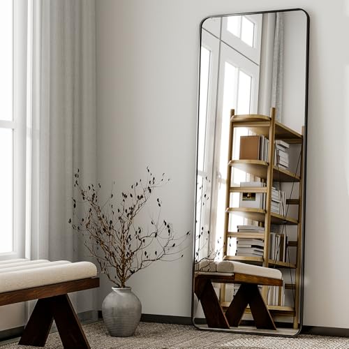 HARRITPURE 56" x 21" Rounded Full Length Floor Mirror with Aluminum Frame I85546