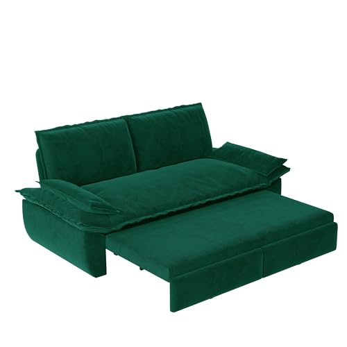 Queen Size Futon Sofa Bed with 2 Pillows, Blue V9731