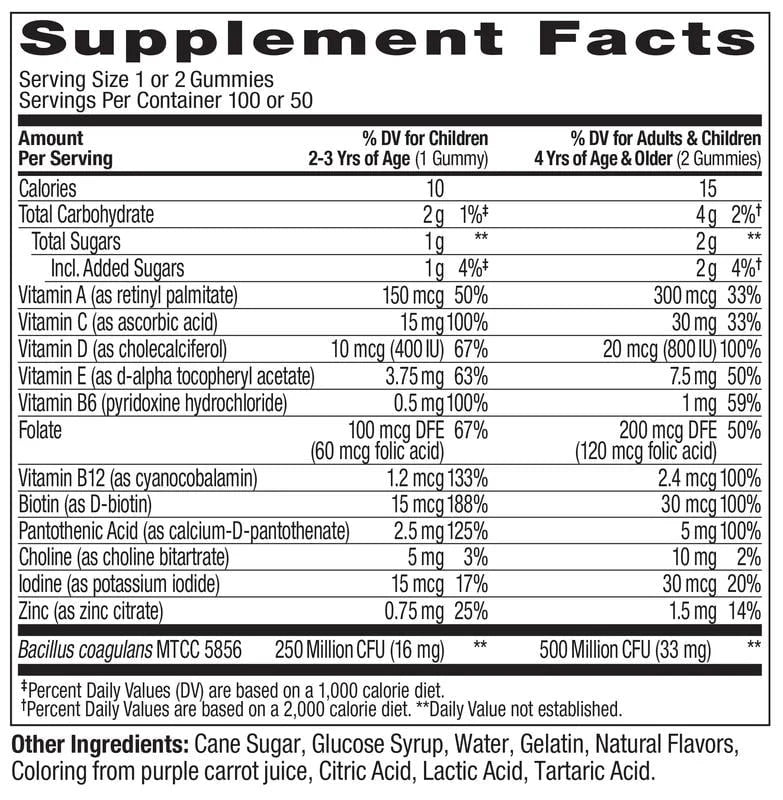 OLLY Kids Multivitamin + Probiotic Gummy, Berry, 100 Ct C887776