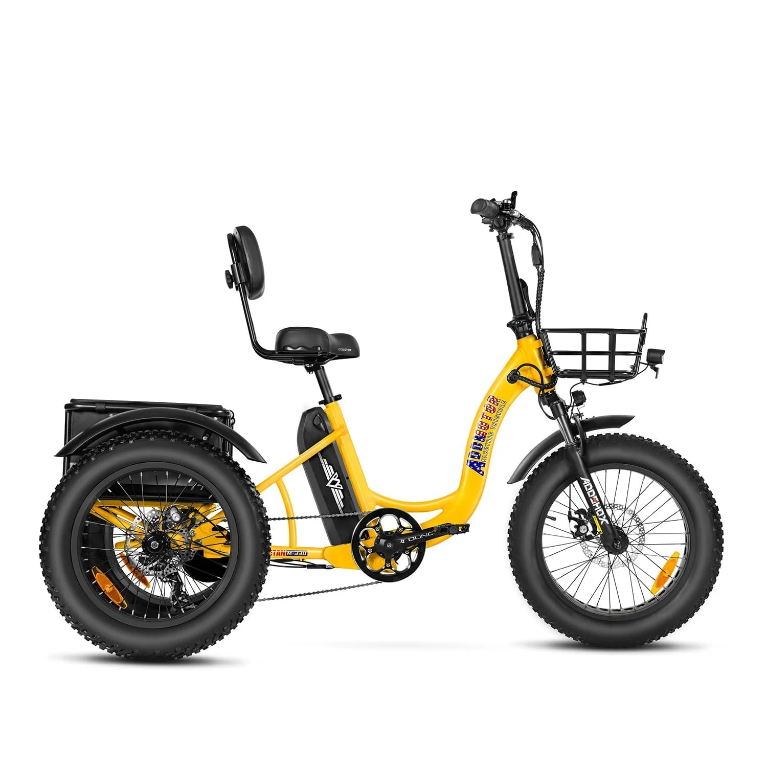 Addmotor Step-Thru Electric Trike, Fat Tire Electric Tricycle for Adults with Basket, 750W 48V 20Ah 3 Wheel Electric Bicycles for Seniors, M-330II Black