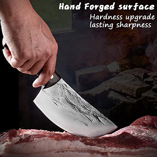 BLADESMITH Meat Cleaver Bone Chopper Knife, 6.3'' Stainless Steel Blade with Pear Wood Handle Q434