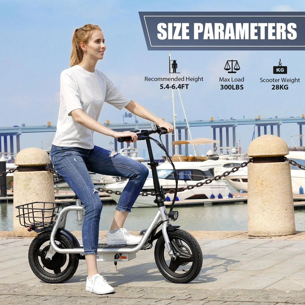 Caroma 500W Electric Scooter with Seat for Adult, 14 inch, 20 MPH F719250