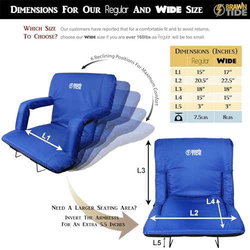 BRAWNTIDE Stadium Seat with Back Support, Cushion, Cup Holders J7745