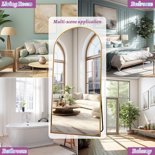 Arched Full Length Floor Mirror 76"x34" Black Freestanding I957