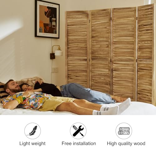 Room Partitions and Dividers, 5.6 Ft Tall Folding Wood Screen, 4 Panels S6959