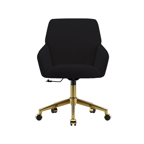 Velvet Home Office Chair with Gold Base, Swivel Desk Chair with Wheels (Cream) Z435471