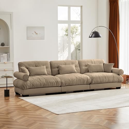 130" Modular Sectional Sofa with Movable Ottoman, Velvet Upholstered, Green Y4976
