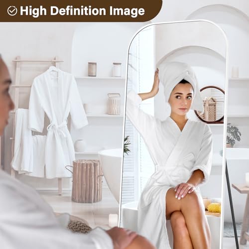 Full Length Mirror 56x21 Inch Arched Floor Standing Wall Mountable Black J48657