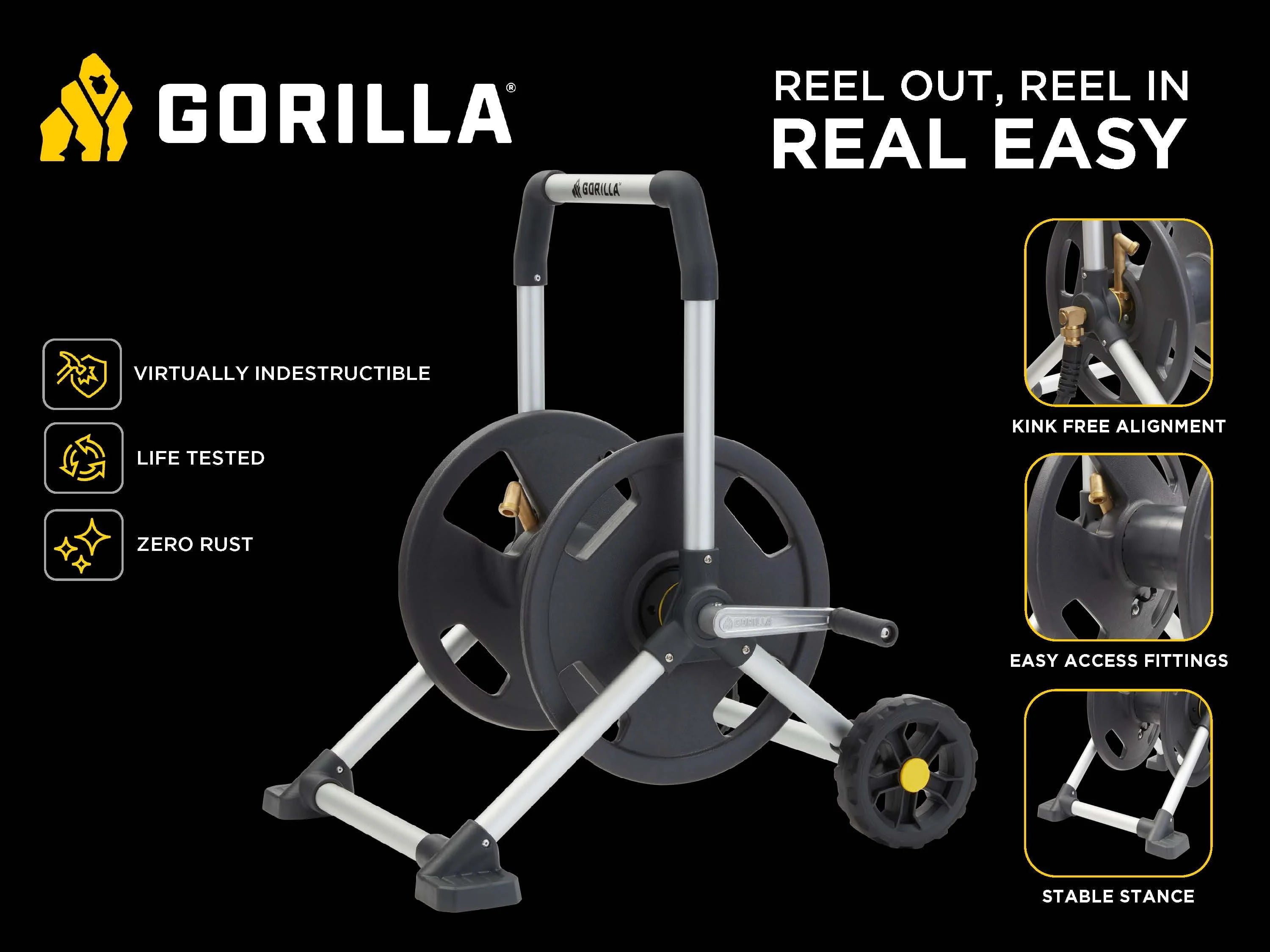 Gorilla 150 ft. Aluminum Zero-Rust Upright Hose Reel E14305