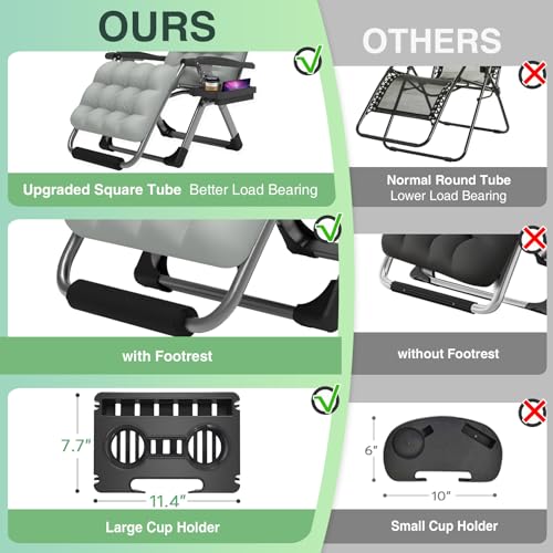 Suteck Zero Gravity Chair Reclining Camping Lounge with Removable Cushion and Cup Holder Z41184