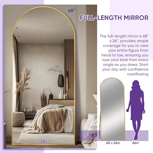 Arched Full Length Floor Mirror 76"x34" Black Freestanding I957